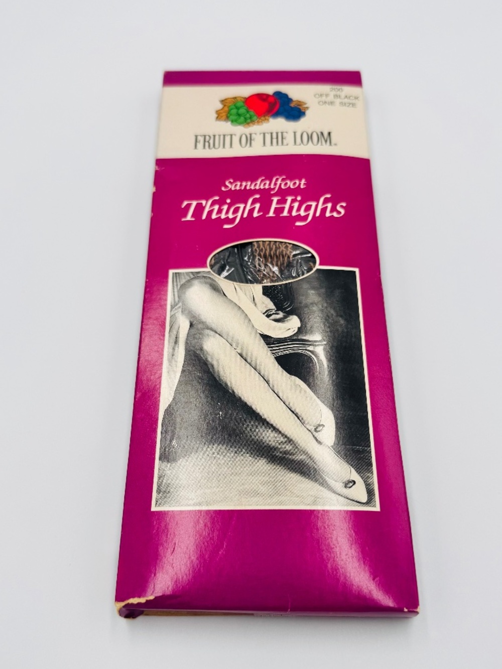 Vintage 90s NOS Fruit of the Loom Thigh Highs Sandalfoot Off Black USA One Size